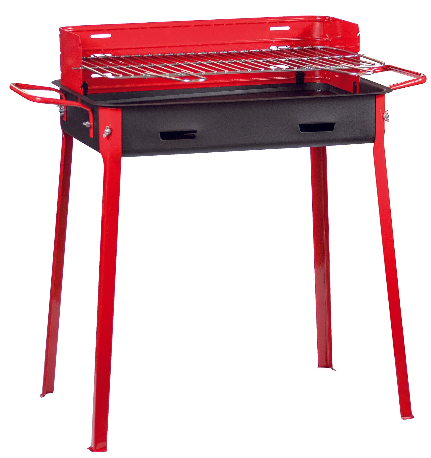 Barbecue 60x40 cm in acciaio con griglia cromata e paravento