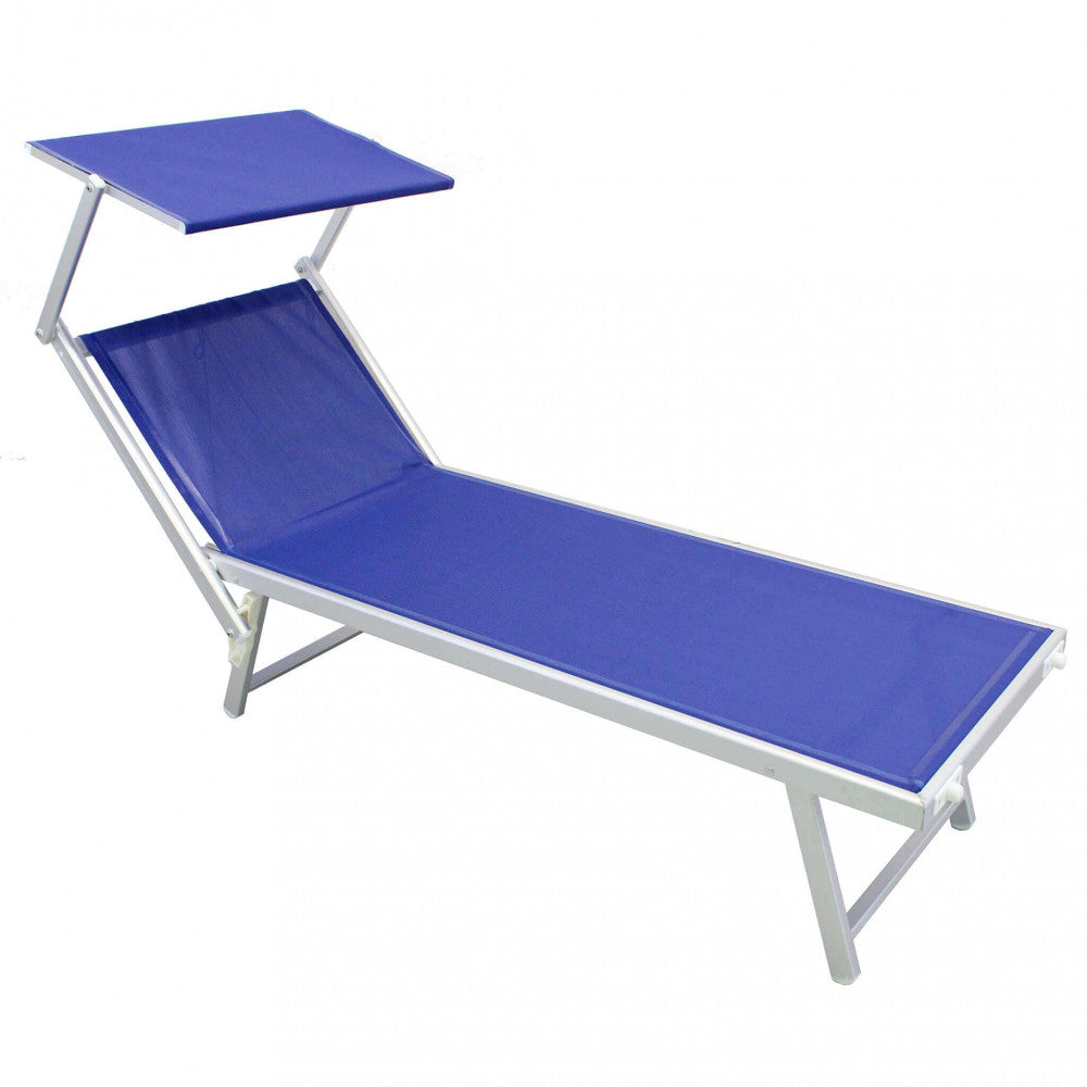 Lettino Prendisole Blu in Alluminio textilene Regolabile