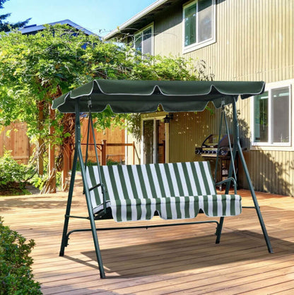 Dondolo Relax Verde 170x110x153 cm con Cuscino a Righe