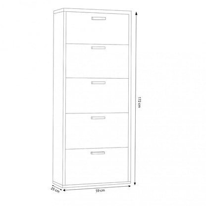 Scarpiera Design Slim Moderno Olmo in Legno 5 Ante Salvaspazio in Legno Per Ingresso