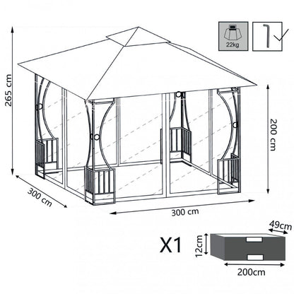 Gazebo 3x3 Ecrù e Antracite in Poliestere struttura Acciaio