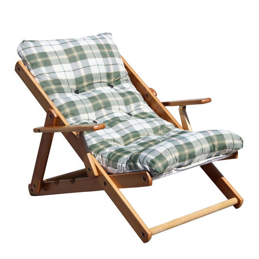 Sedia Con Braccioli Verde in Legno e Cotone 84x60x100 cm