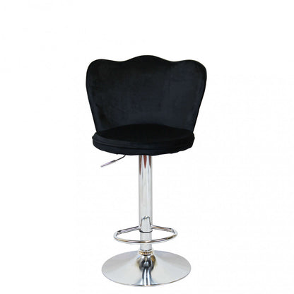 Sgabello in Velluto Nero con Struttura in Metallo 101 cm