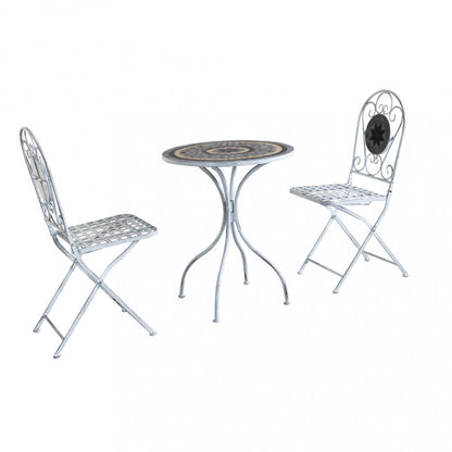 Set tavolo e Sedie bianco Grigio rotondo Salotto Esterno