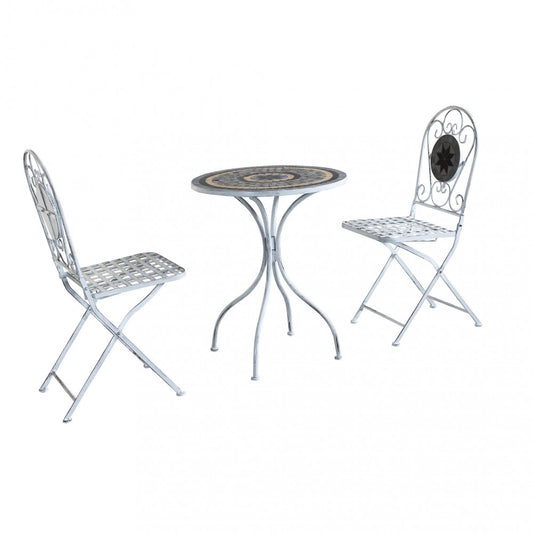 Set tavolo e Sedie bianco Grigio rotondo Salotto Esterno