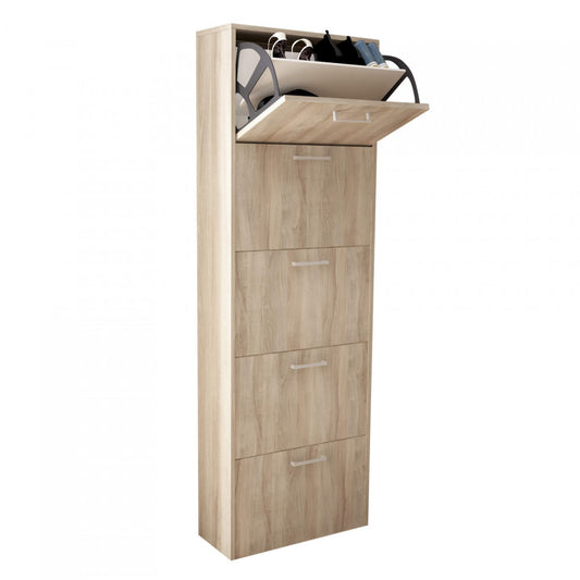 Scarpiera Design Slim Moderno Olmo in Legno 5 Ante Salvaspazio in Legno Per Ingresso