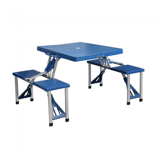 Set tavolo pieghevole con 4 sgabelli blu da Esterno