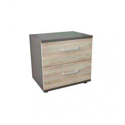 Comodino grigio e olmo in truciolare bilaminato Camera da letto 44x33x40 cm