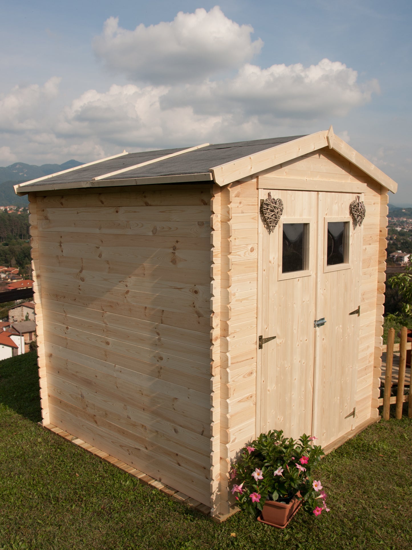 Casetta in Legno 19 mm da Esterno Giardino 2x2 mt Block House Porta Attrezzi da Esterno