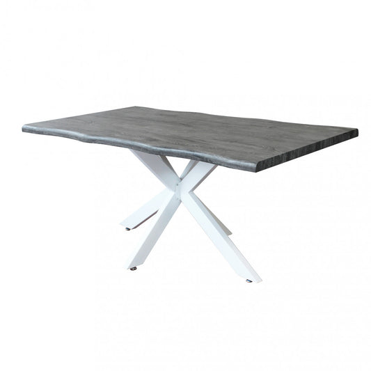 Tavolo da Pranzo Fisso 160x90 cm Bianco e Grigio Melaminico
