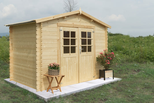 Casetta 3x3 di Legno Blockhouse spessore 28 mm Rimessa per Attrezzi da Giardino
