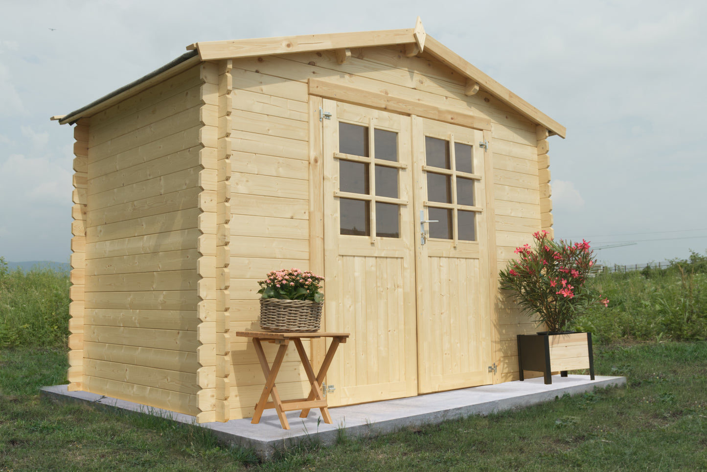 Casetta 3x3 di Legno Blockhouse spessore 28 mm Rimessa per Attrezzi da Giardino