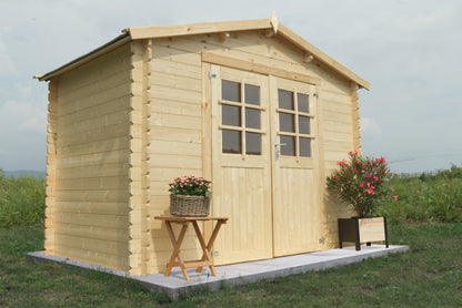 Casetta 3x3 di Legno Blockhouse spessore 28 mm Rimessa per Attrezzi da Giardino