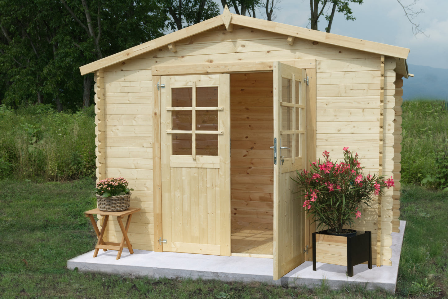 Casetta 3x3 di Legno Blockhouse spessore 28 mm Rimessa per Attrezzi da Giardino