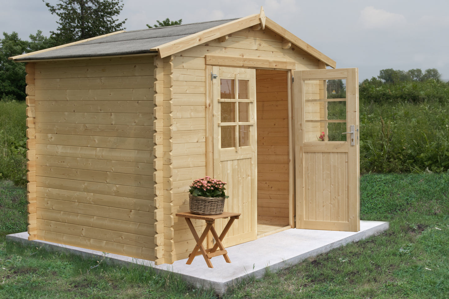 Casetta 3x3 di Legno Blockhouse spessore 28 mm Rimessa per Attrezzi da Giardino