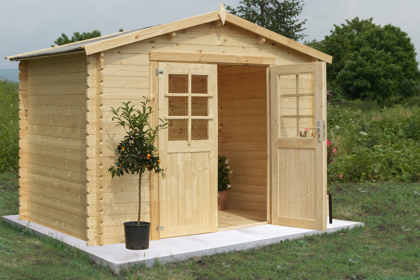 Casetta 3x3 di Legno Blockhouse spessore 28 mm Rimessa per Attrezzi da Giardino