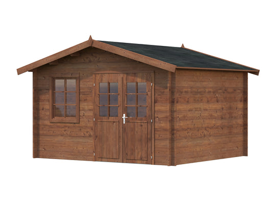 Casetta di Legno 380x370 cm Block House 28 mm Ripostiglio da Giardino