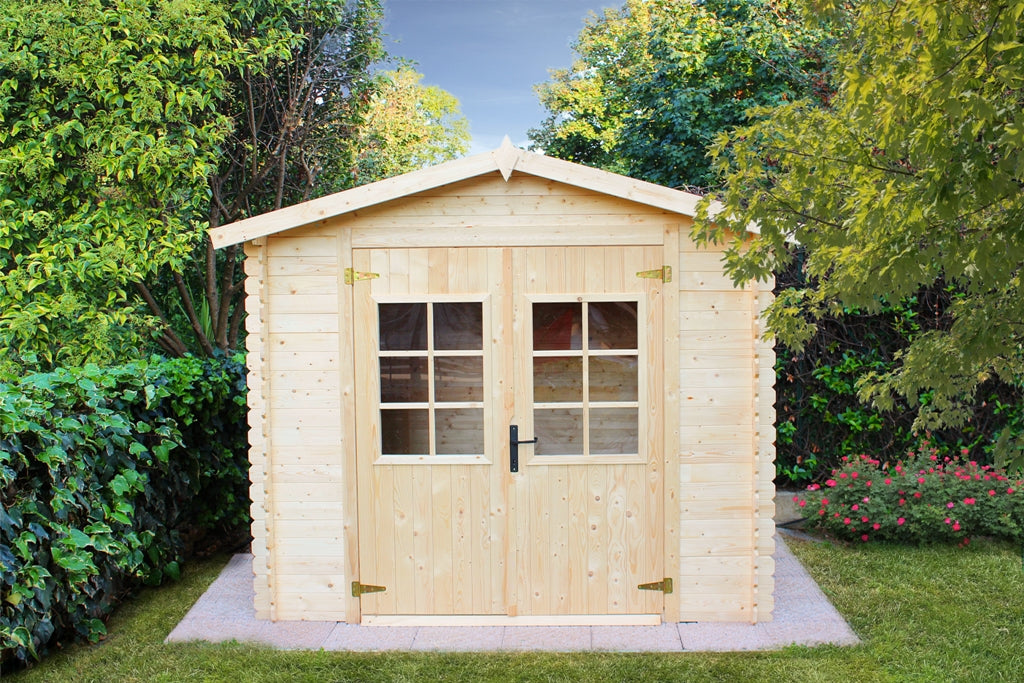 Casetta in Legno Abete Grezzo Blockhouse 246x300 cm con Porta Doppia
