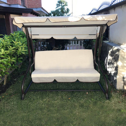 Dondolo Beige 202x114x169 cm con Cuscino e Struttura in Metallo