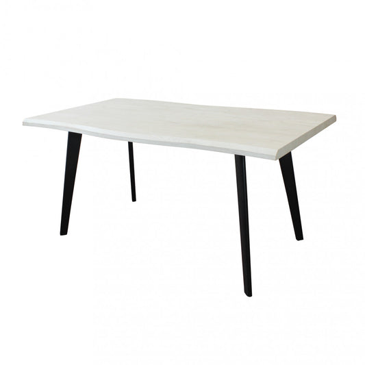 Tavolo Rettangolare Fisso Nero e Bianco 160x90x75 cm con Struttura in Metallo