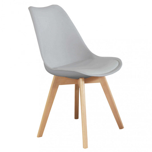 Sedia Grigia in Polipropilene e Legno Senza Braccioli Design Moderno