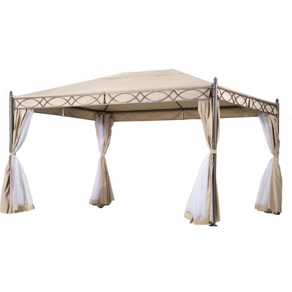 Gazebo 3x4 con telo e laterali beige struttura antracite