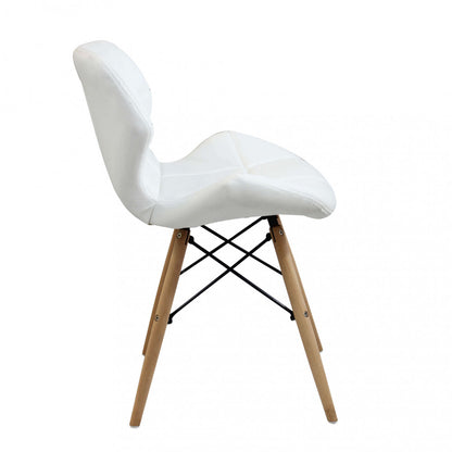 Sedia bianca in ecopelle con gambe in legno senza braccioli Salotto
