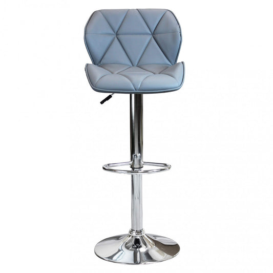 Sgabello Grigio Ecopelle con Struttura in Metallo