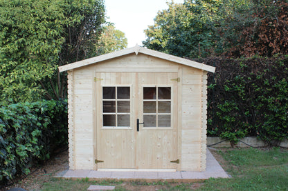 Casetta in Legno Abete Grezzo Blockhouse 246x300 cm con Porta Doppia