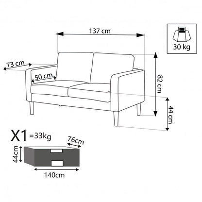 Divano 2 posti Grigio Scuro 124x73x82 cm con gambe in Polipropilene
