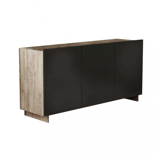 Credenza in legno antracite e rovere chiaro 150x40x76 cm