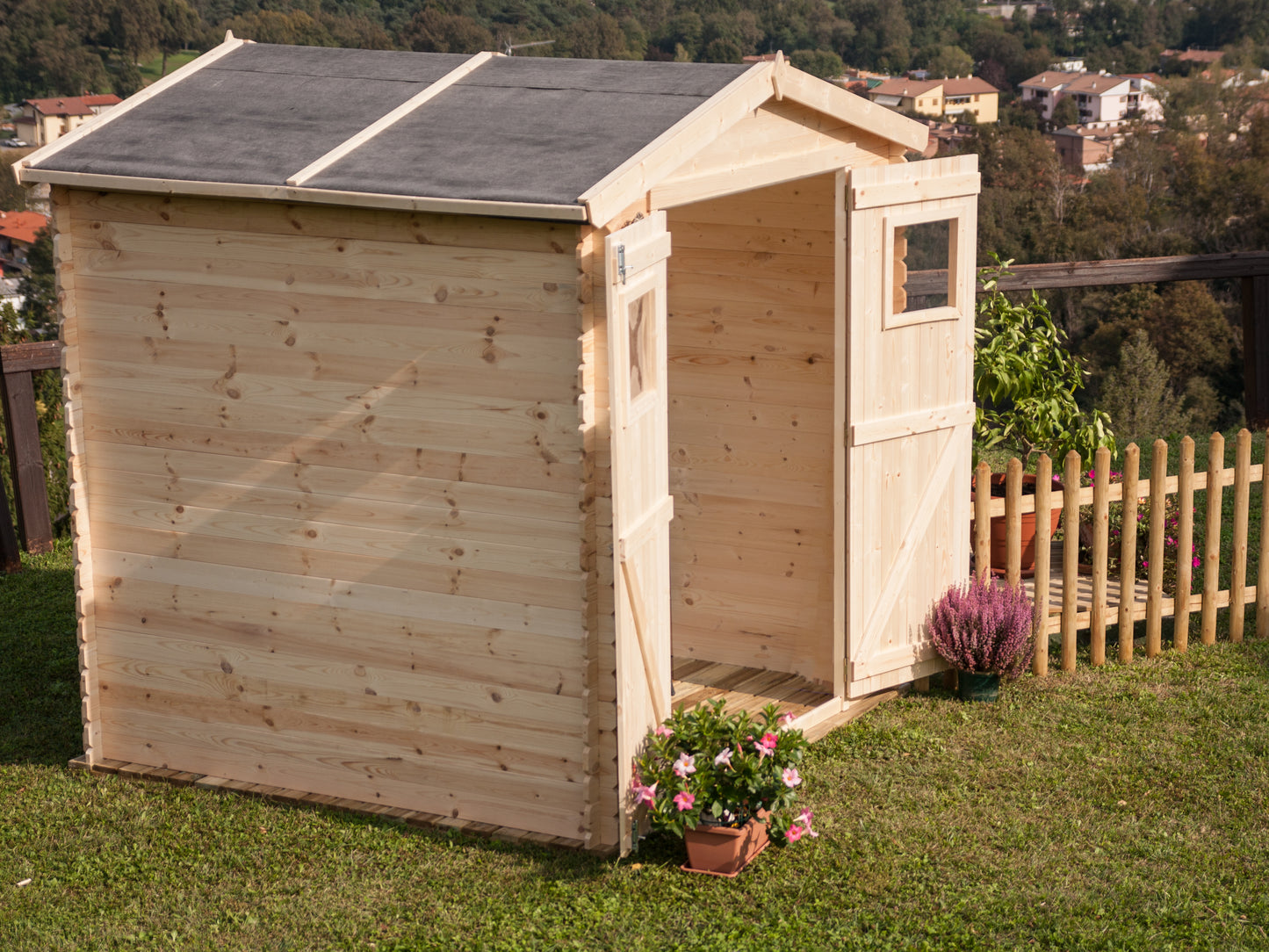 Casetta in Legno 19 mm da Esterno Giardino 2x2 mt Block House Porta Attrezzi da Esterno