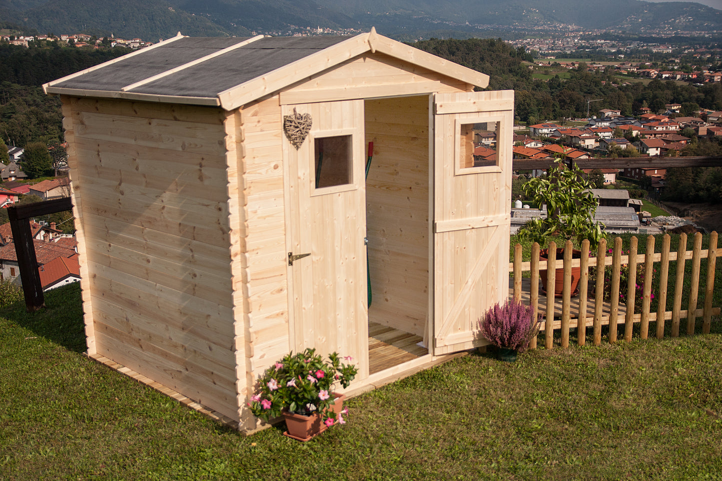 Casetta in Legno 19 mm da Esterno Giardino 2x2 mt Block House Porta Attrezzi da Esterno