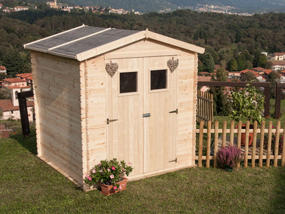 Casetta in Legno 19 mm da Esterno Giardino 2x2 mt Block House Porta Attrezzi da Esterno