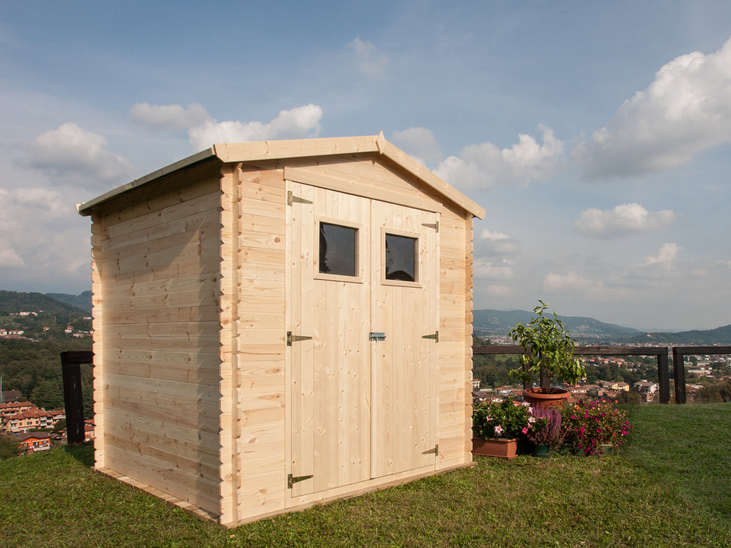 Casetta in Legno 19 mm da Esterno Giardino 2x2 mt Block House Porta Attrezzi da Esterno