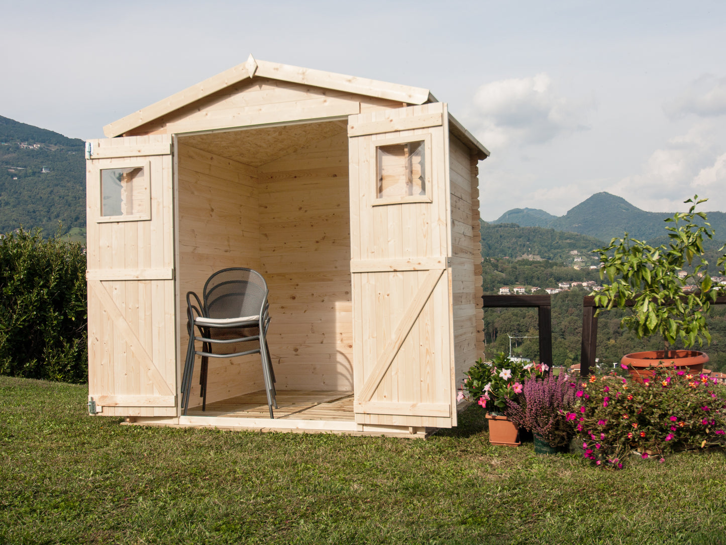 Casetta in Legno 19 mm da Esterno Giardino 2x2 mt Block House Porta Attrezzi da Esterno