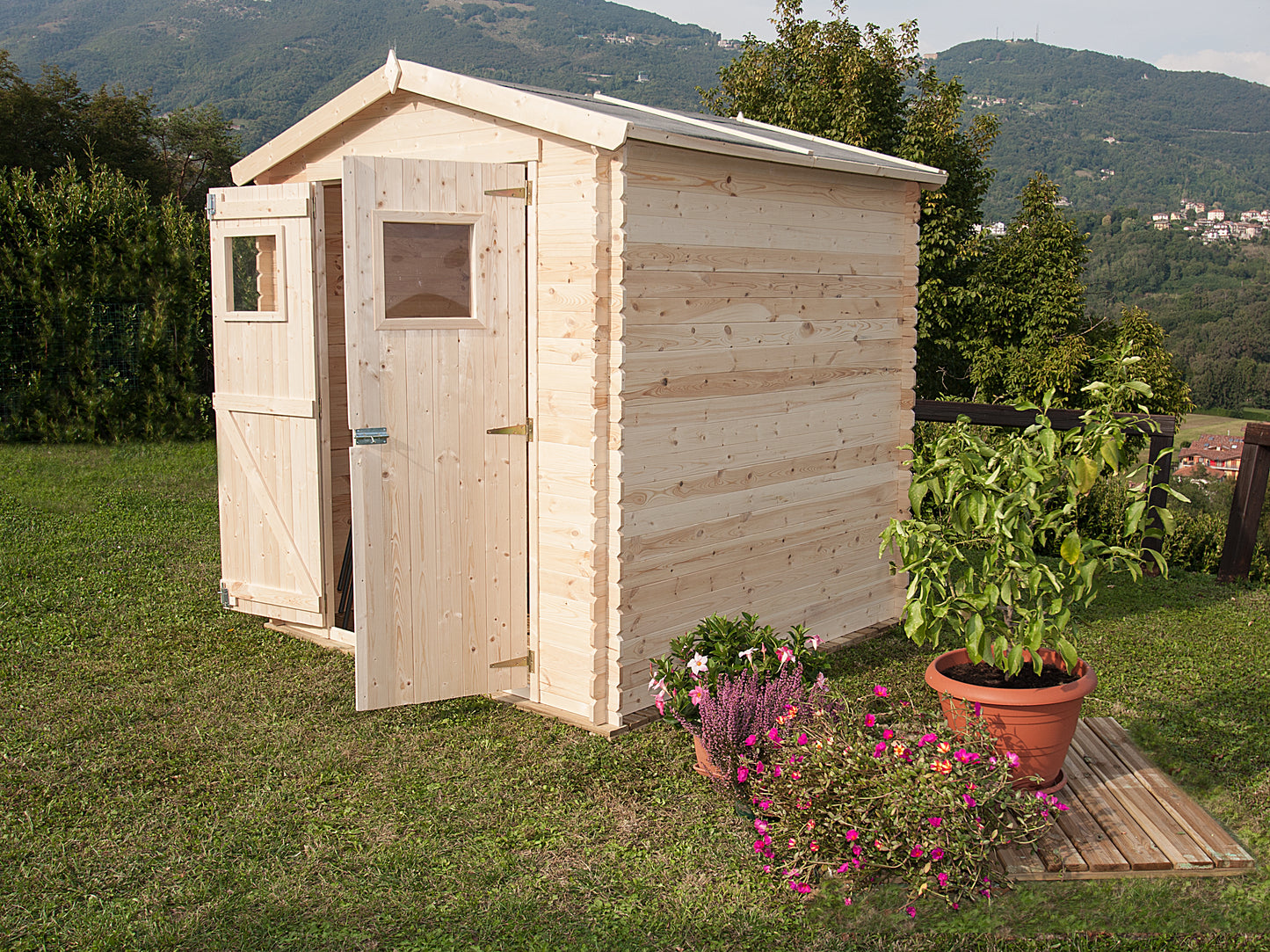 Casetta in Legno 19 mm da Esterno Giardino 2x2 mt Block House Porta Attrezzi da Esterno