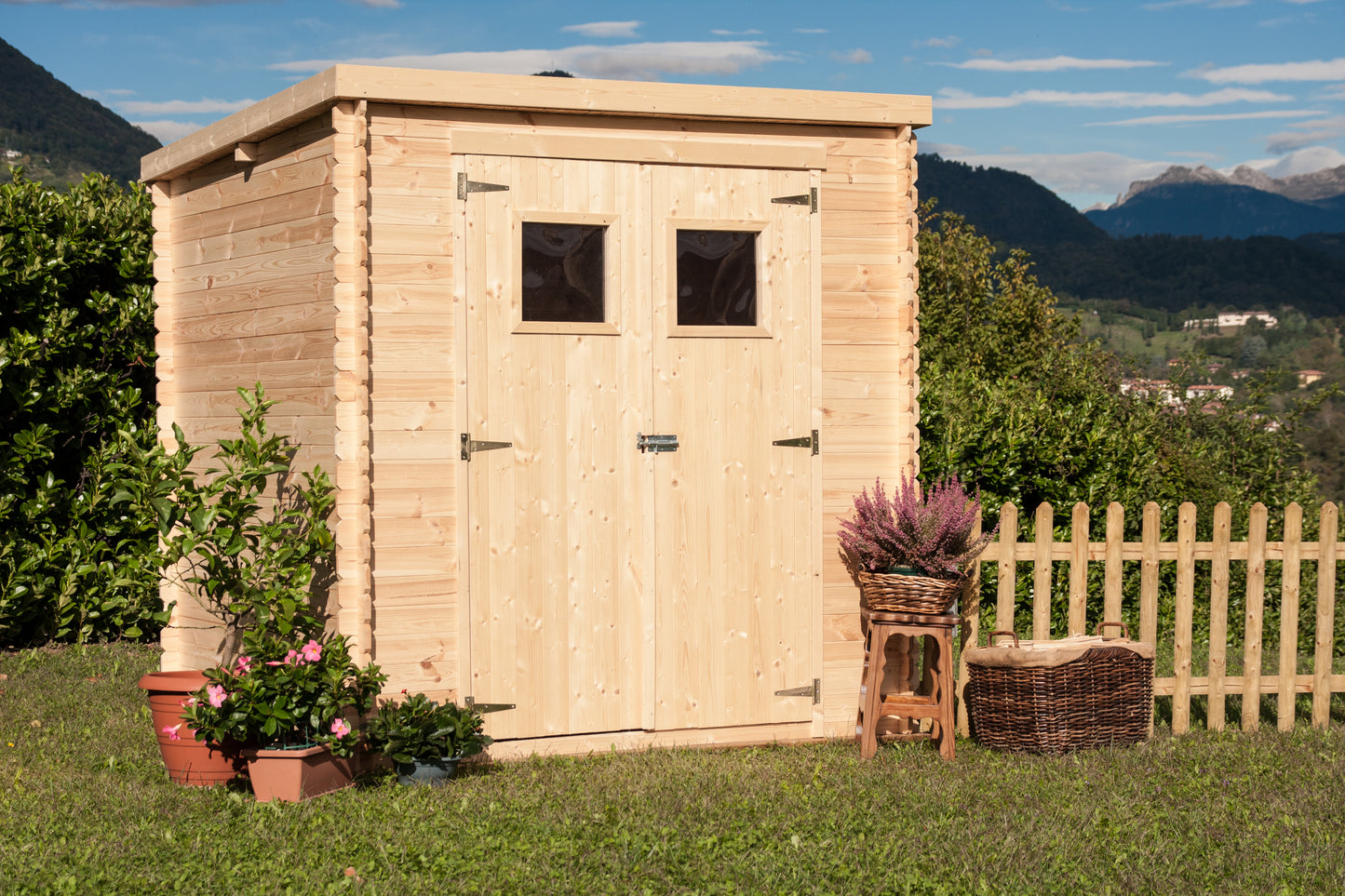 Casetta di Legno 2x2 Armadio Esterno Giardino 19 mm Blockhouse Rimessa Attrezzi