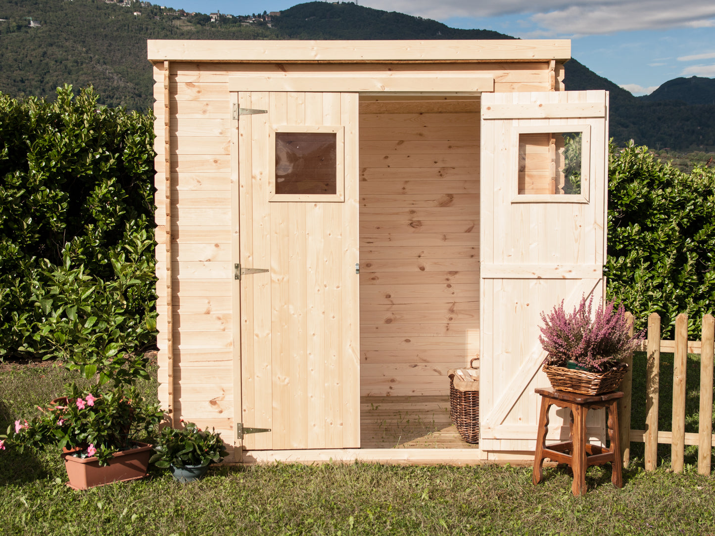 Casetta di Legno 2x2 Armadio Esterno Giardino 19 mm Blockhouse Rimessa Attrezzi