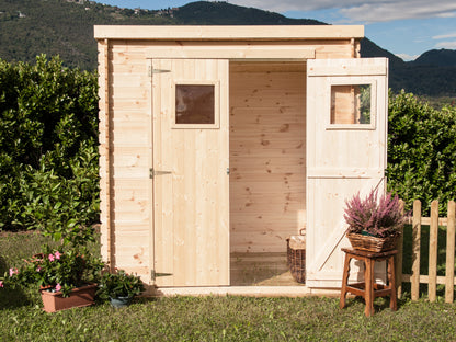 Casetta di Legno 2x2 Armadio Esterno Giardino 19 mm Blockhouse Rimessa Attrezzi