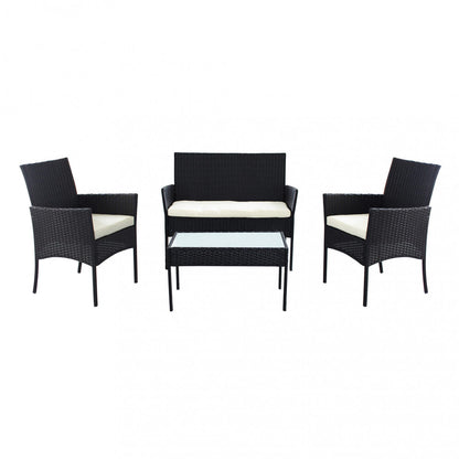 Set salotto nero da Esterno Giardino con Cuscini Design Moderno