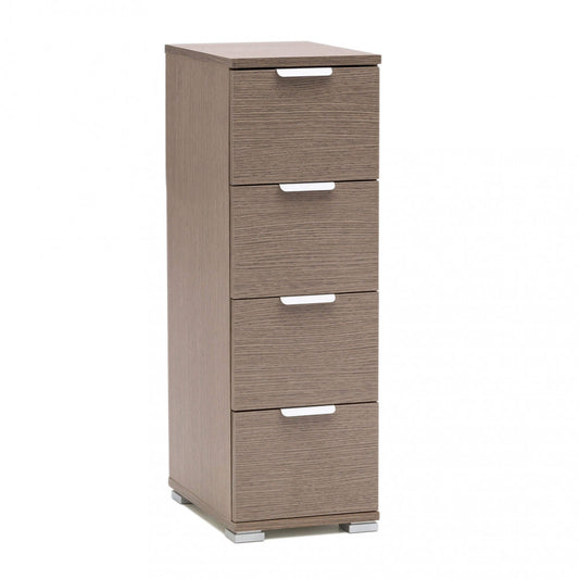Cassettiera 4 Cassetti Rovere Grigia  27x38x85 cm moderna Spaziosa