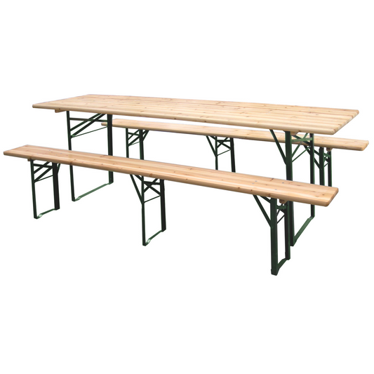 Set Birreria 220 x 80 Richiudibile in Legno con 2 Panche a 3 Gambe