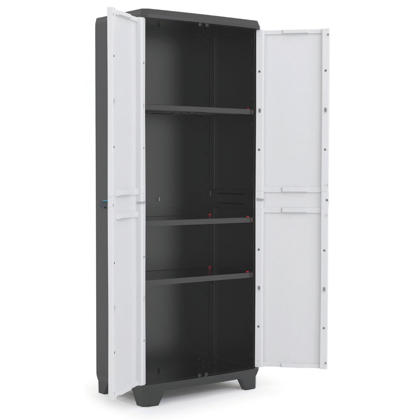 Armadio Keter Tuttopiani Linear Grigio/Nero 68x39x173 cm con 3 Ripiani Regolabili