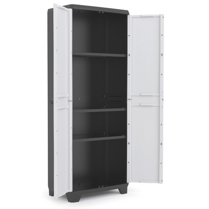 Armadio Keter Tuttopiani Linear Grigio/Nero 68x39x173 cm con 3 Ripiani Regolabili