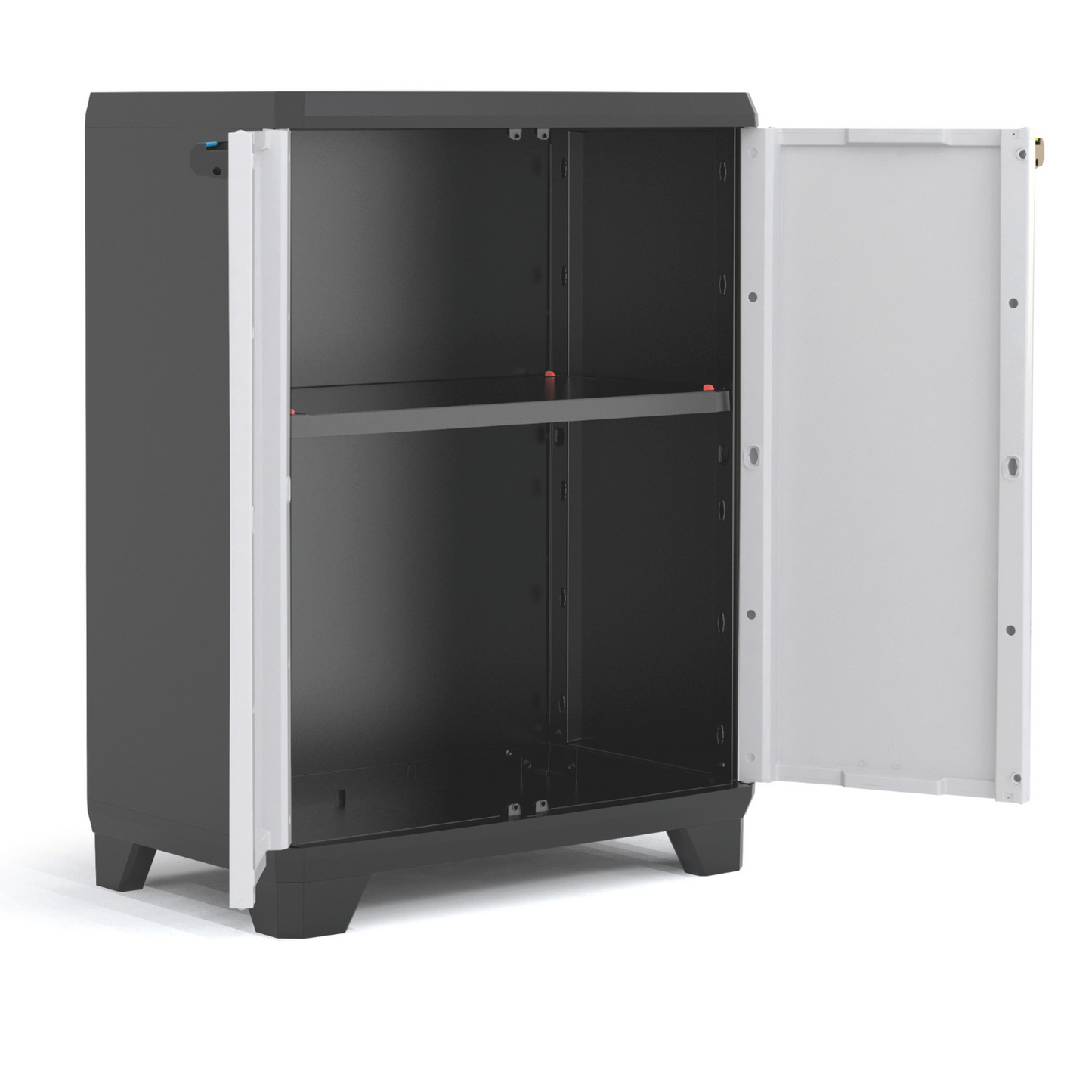 Armadio Basso Keter Linear Grigio/Nero 68x39x90 cm con Ripiano Regolabile
