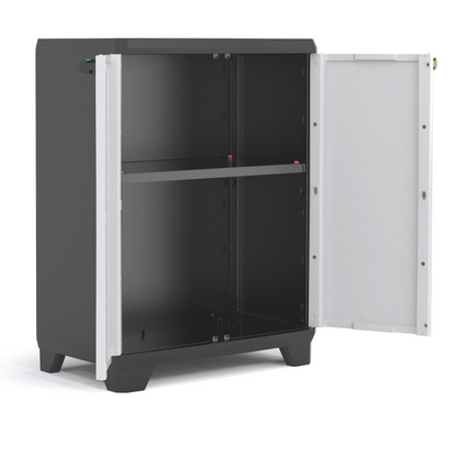 Armadio Basso Keter Linear Grigio/Nero 68x39x90 cm con Ripiano Regolabile