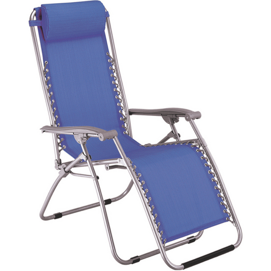 2 Sdraio Blu Reclinabile Giardino Esterno Poltrona con Poggiapiedi Cuscino