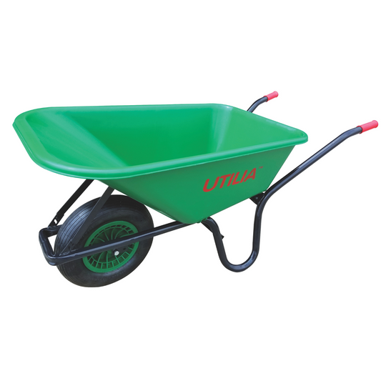 Carriola 100L con vasca in plastica verde e ruota pneumatica