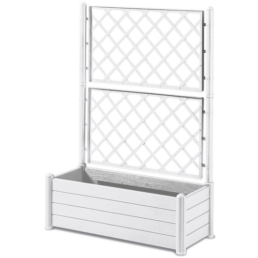 Fioriera 100x43 Bianco con Grigliato Rettangolare Spalliera in Plastica